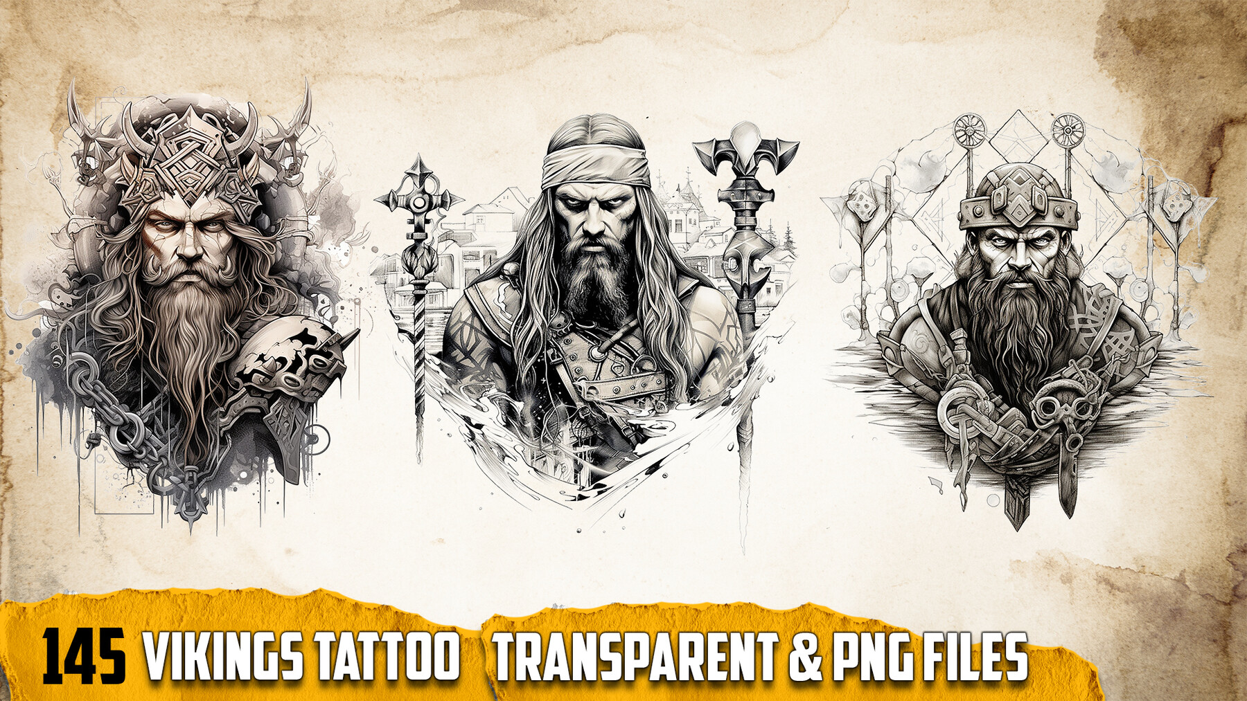 ArtStation - 145 Vikings Tattoo (PNG & TRANSPARENT Files)-4K - High ...