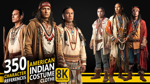 350 American Indian Costume Clothe - Character References | 8K Resolution