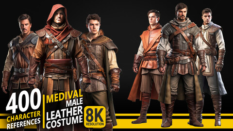 400 Medieval Male Leather Costume - Character References | 8K Resolution