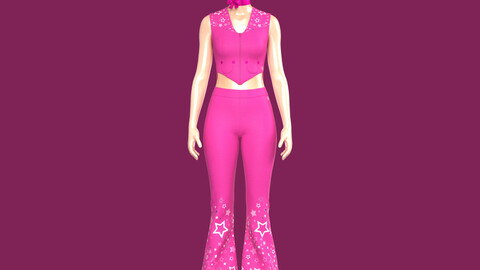 Barbie vest with bell bottom pant