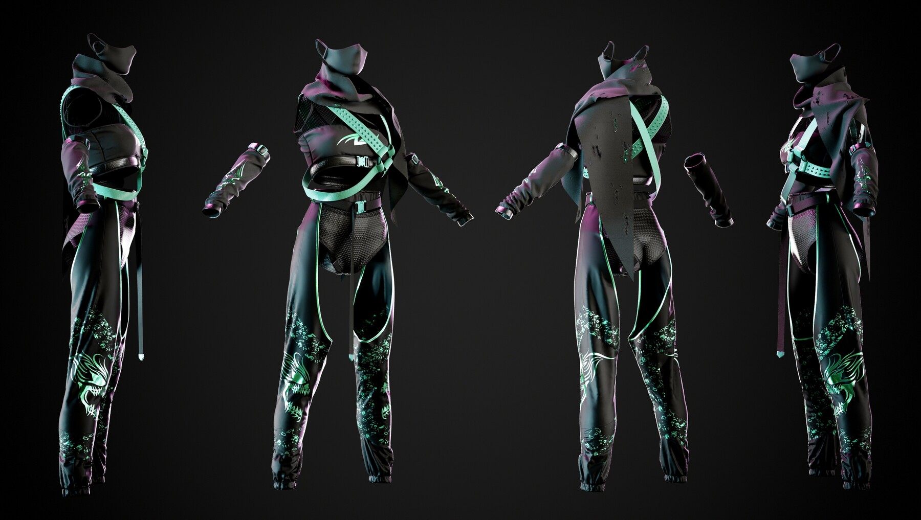 ArtStation - Female Cyberpunk Outfit Vol.01 - MD / Clo3d Project + Obj ...