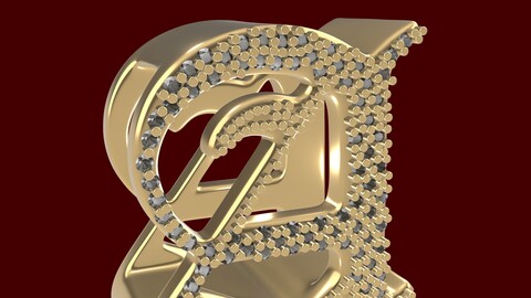 A Letter Diamond Pendant 3d Model