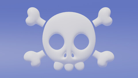 Cartoon Skull and Crossbones 2 3D model