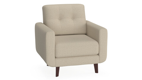 Rivet Sloane Mid-Century Modern Armchair 3D Model