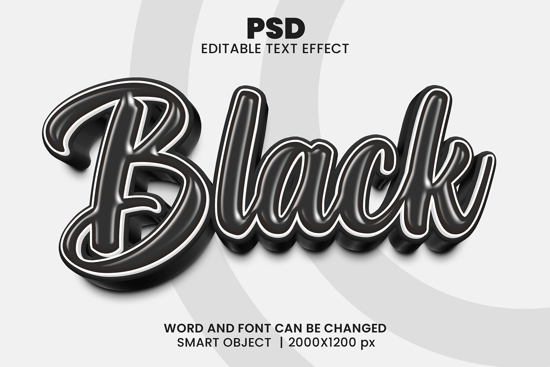 ArtStation - Black editable 3D text effect Layer style typography PSD ...