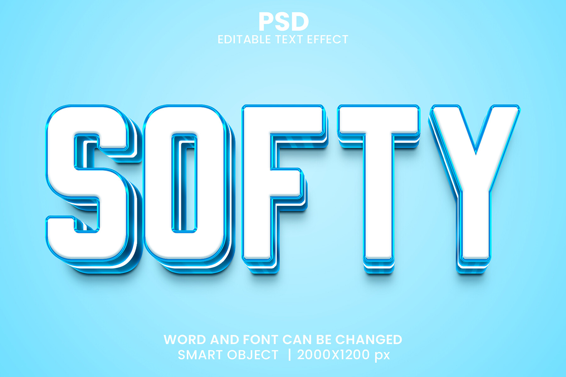 ArtStation - Softy blue editable 3D text effect Layer style typography ...