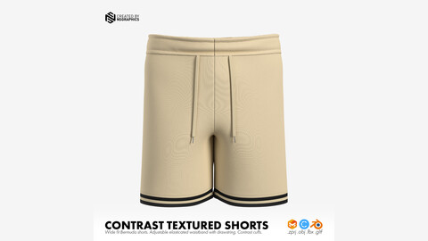 Contrast Textured Shorts 3D Model