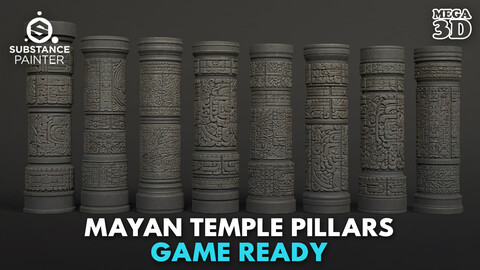 Black Mayan Temple Pillars 230812