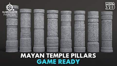 Gray Mayan Temple Pillars 230812