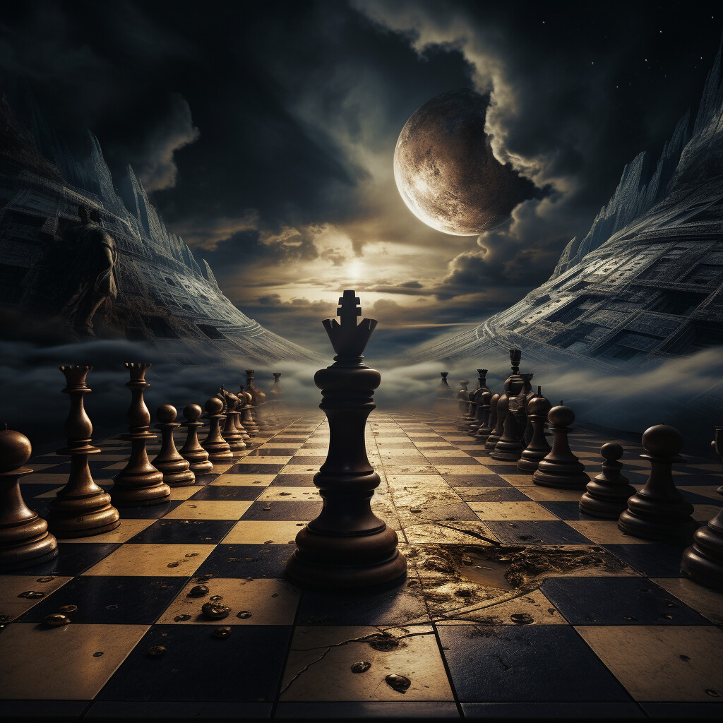 Wooden King on Chess Board Game Fantasy Pieces Photo Wallpaper