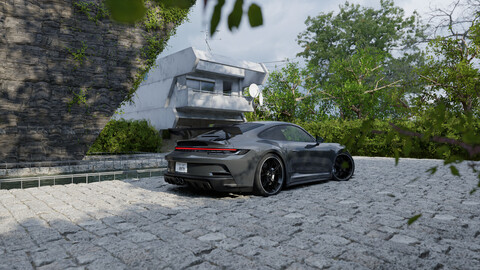 Automotive Render Scene 3D Blender File (Textured)