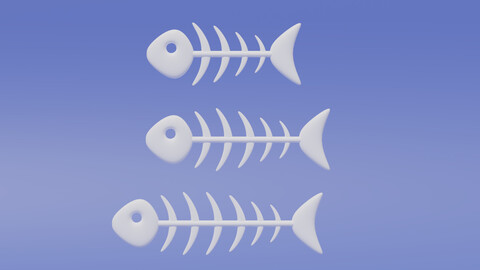 Cartoon Fish Bones Collection 3D model