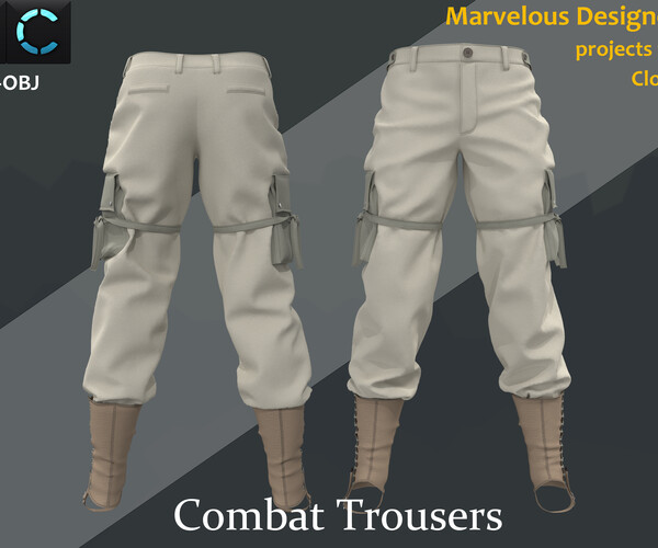 ArtStation - Combat Trousers_Marvelous Designer Project_Practice for ...