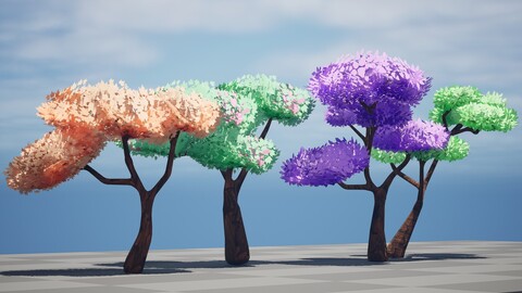 Low poly stylized trees 3d model