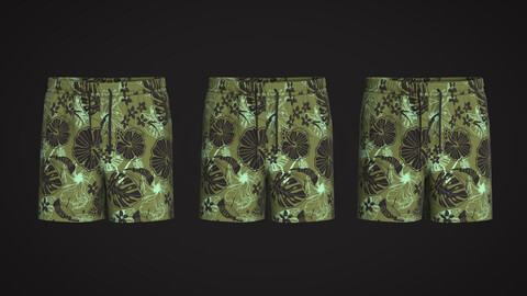 Mens Short Pant-Tropical Print