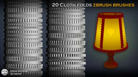 20 CLOTH Folds IMM [ZBRUSH] Brushes (Blender)