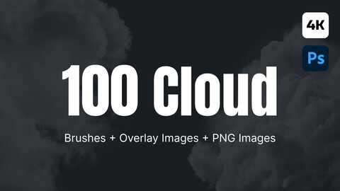 100 Cloud Photoshop Brushes and Overlay + PNG Images | 4K |
