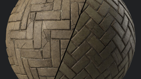 Pavement Materials 72- Damaged Stone Paving | Sbsar Pbr 4k Seamless