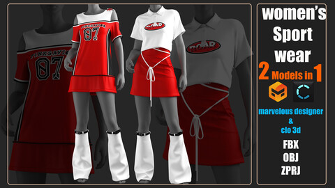 Women's sport wear( 2 models in 1) - Marvelous designer and CLO project