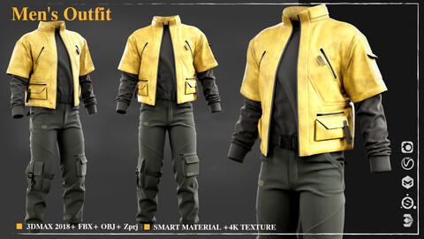 Men's Outfit - 04 / /Marvelous Designer / 4k Textures/Smart material