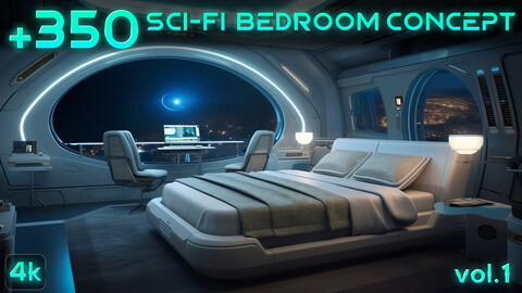 Sci-Fi Bedroom Pack | Spaceship Bedroom | 4k Concepts Images | Vol.1 | Sci-Fi Bedroom Concept | StellarDreams