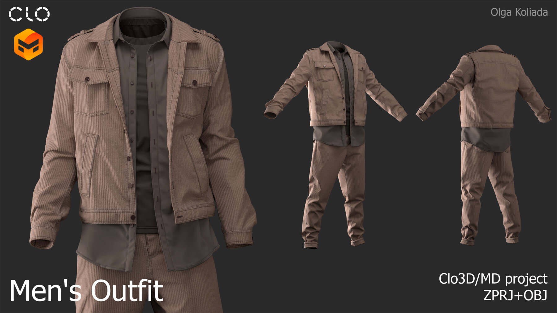 ArtStation - Men's outfit (jacket, pants, shirt, t-shirt). Marvelous ...