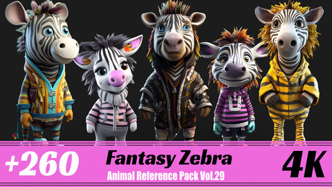 +260 Fantasy Zebra | 4K | Animal Reference Pack Vol.29