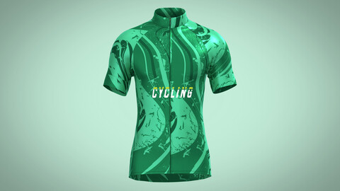 Mens Cycling Jersey-Green Printed