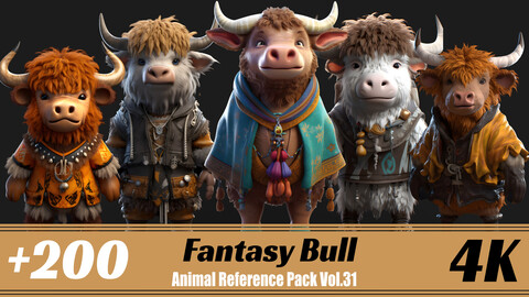 +200 Fantasy Bull | 4K | Animal Reference Pack Vol.31