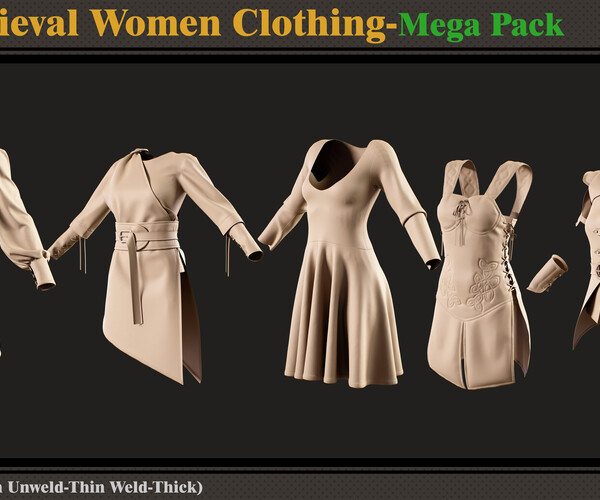 ArtStation - 44 women basic clothing Mega Pack - Marvelous