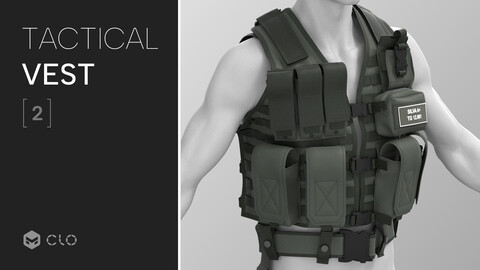 Tactical Vest 02 - Marvelous Designer, CLO 3D