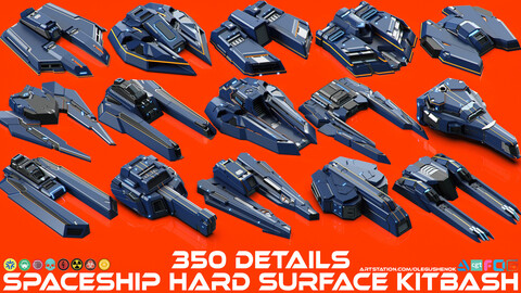 SPACESHIP Hard Surface KITBASH 350 DETAILS