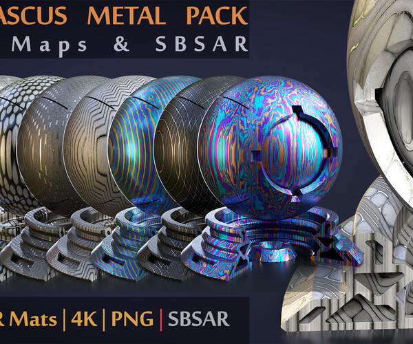 ArtStation - Damascus Metal Pack | PBR | SBSAR | Painter, Blender ...