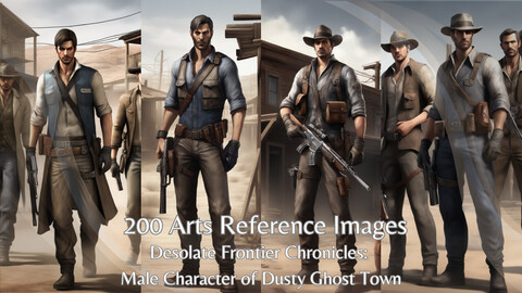 Desolate Frontier Chronicles:Male Character of Dusty Ghost Town | 200 Arts Reference Images