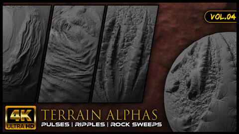 4K Terrain Alphas / Brushes / Stencils Vol.04