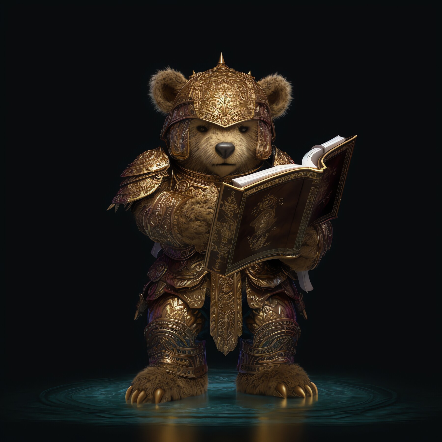 ArtStation - Teddy Bear Reading A Book I - A