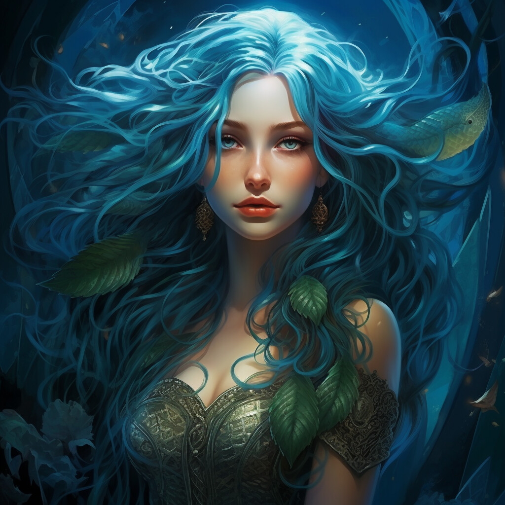 ArtStation - Moonlit Azure: A Blue-Haired Muse Amidst Nature's ...