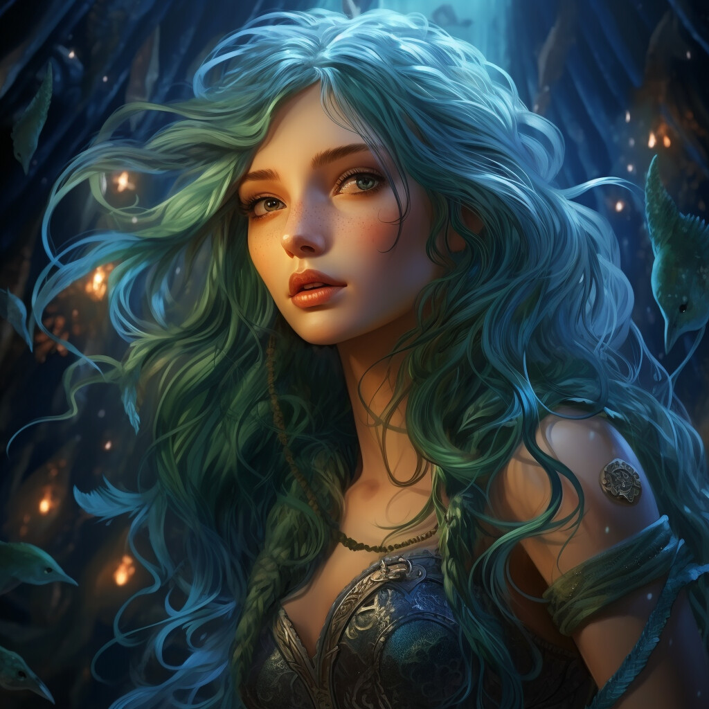 ArtStation - Moonlit Azure: A Blue-Haired Muse Amidst Nature's ...