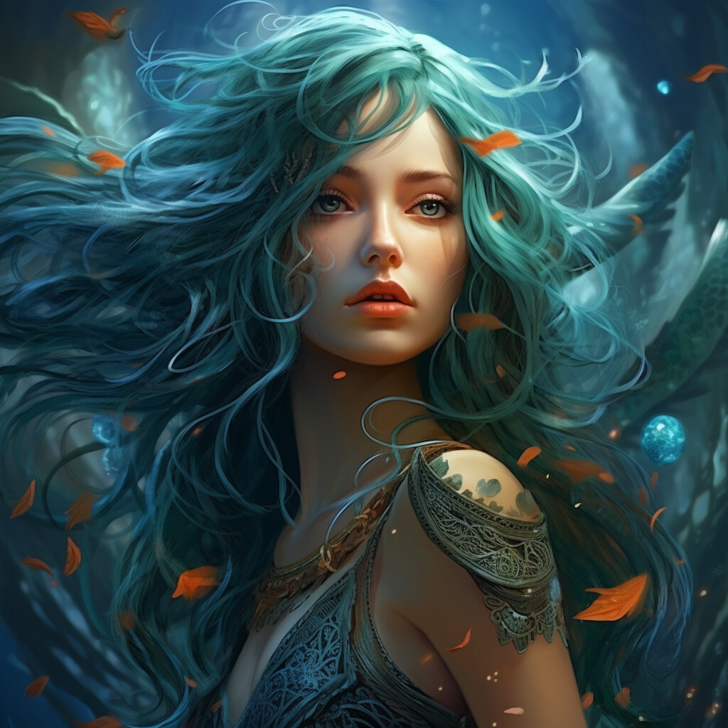 ArtStation - Moonlit Azure: A Blue-Haired Muse Amidst Nature's ...