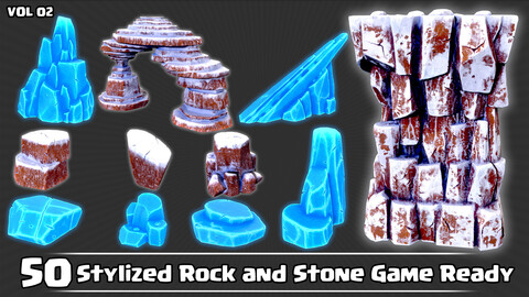 50 Stylized Rock & Stone Game Ready VOL02