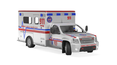 Emergency Ambulance Truck 2in1 vehicle car 3D Model