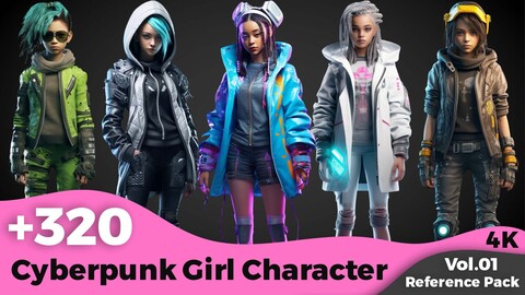 +320 Cyberpunk Girl Character Concept(4k)