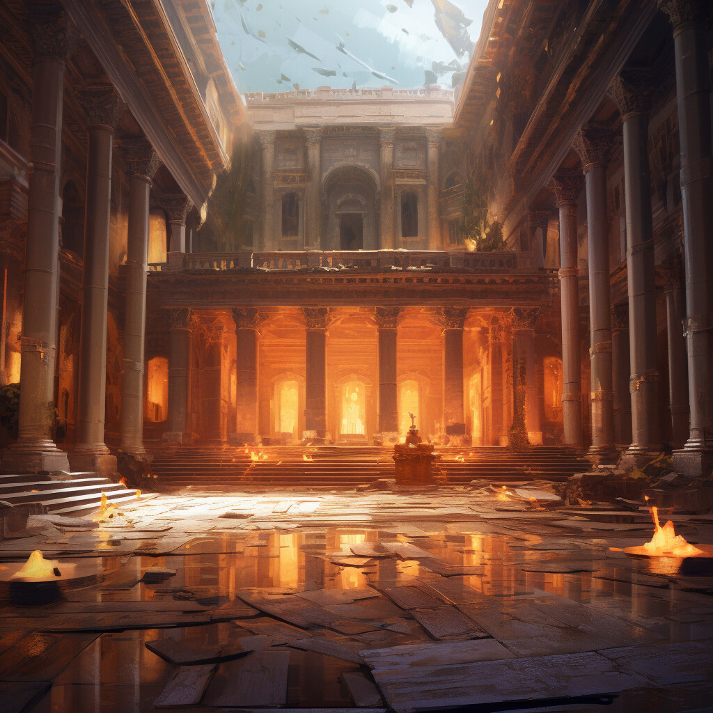 ArtStation - Ancient Building Illuminated by Digital Twilight 6 | Artworks