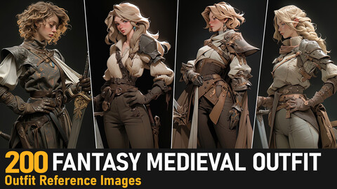 Fantasy Medieval Outfit VOL.38|4K Reference Images