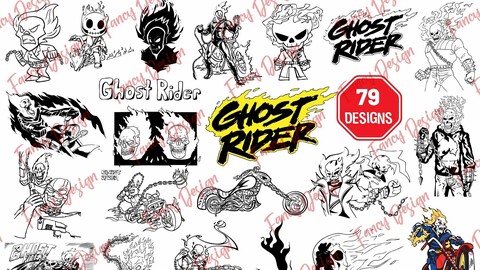 79 Ghost Rider Vector SVG files, Johnny Blaze Anime Illustrations, Movie Illustrations