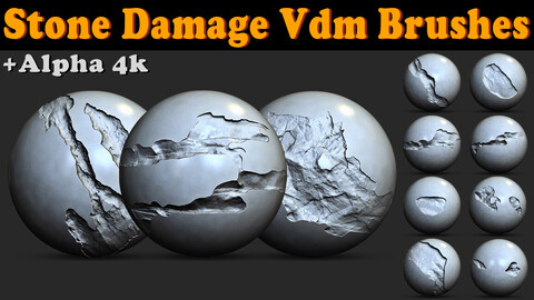 Stone Damage VDM Brushes with Alpha