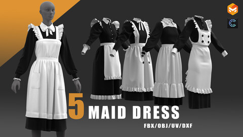 Maid's dress/dress/3d collection/clo3d