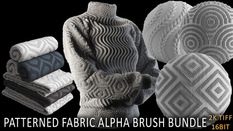 Patterned fabric alpha brush bundle (2k tiff 16 bit)