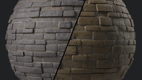 Pavement Materials 77- Slat Stone Wall | Sbsar Pbr 4k Seamless