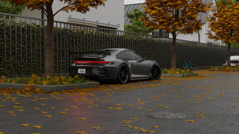 (Free) Automotive Autumn Scene 3D Blender File (Textured)